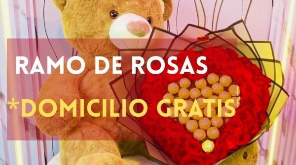 Ramo de rosas rojas en forma de corazón con peluche de oso y promoción de domicilio gratis, Floristería Angeluz Cali. Ramo de rosas rojas en forma de corazón con peluche de oso y promoción de domicilio gratis, Floristería Angeluz Cali